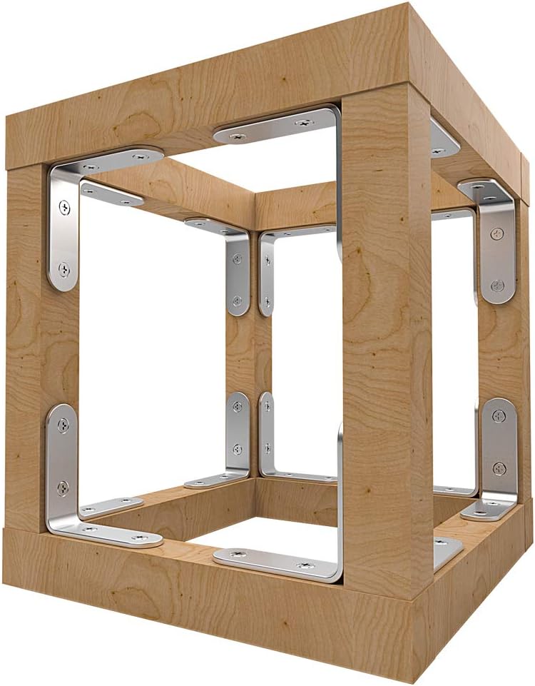 LuckIn Corner Brackets 2 Inch, 10-Pack L Brackets for Shelves, Wood, Furniture, 304 Stainless Steel Corner Brace with Screws