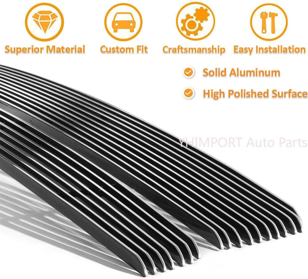 Polished Silver Billet Grille Insert Combo Fits Chevy Silverado 2500 HD/ 3500 HD 2011 2012 2013 2014 Mian Upper Lower Bumper Grille
