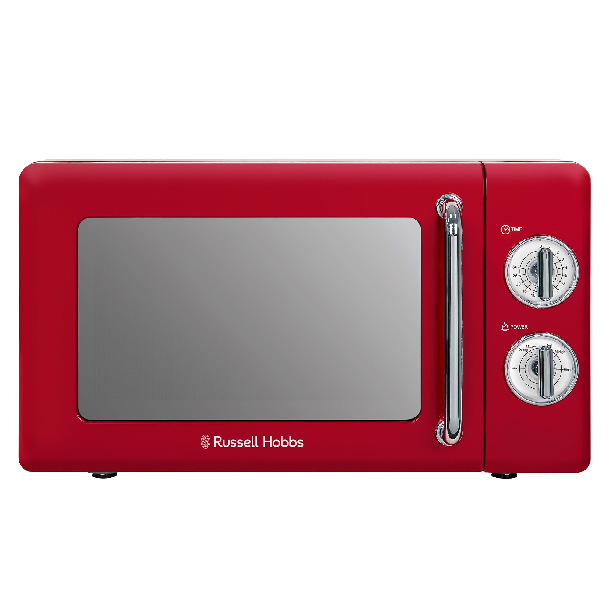 Russell Hobbs RHRETMM705R-N 17 L 700 W Red Compact Retro Solo Manual Microwave With 5 Power Levels, Timer, Defrost Setting, Easy Clean