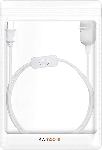 Miniatura 6 de kwmobile Cable de luz enchufable, cable de lámpara colgante de tela de 20 pies de largo con enchufe, enchufe E26, para colgar iluminación de techo