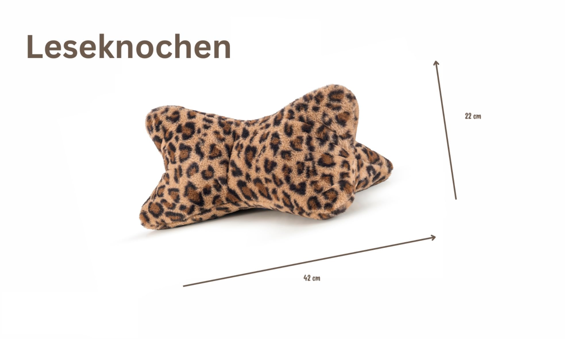 MAGMA Leseknochen | Panthera | Leopardenmuster | Nackenkissen | ca. 42x22x22 cm | Polyesterfüllung | Fellimitat | Made in Germany