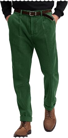 Mens Corduroy Dress Pants Slim Fit Stretch Business Casual Trousers
