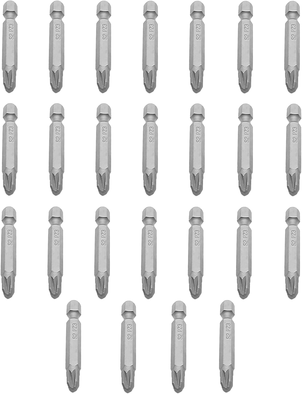 TMAX 25 pc PZ3 Pozi #3 Screwdriver Impact Ready 2 Inch Length Insert Bits Hex Shank with Quick Release Slot