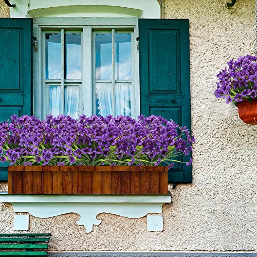 Artbloom 20 Bundles Outdoor Artificial Flowers Uv Resistant No Fade Fake Violet Flowers For Indoor Outside Hanging Plants Garden Patio Porch Window Box Home Wedding Farmhouse Decor (Purple) #TOP1