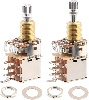 Guitar Bass Push Push Audio Taper Guitar Potentiometer Pots 3/8" Brass Shaft (Pack of 2) (B25K)