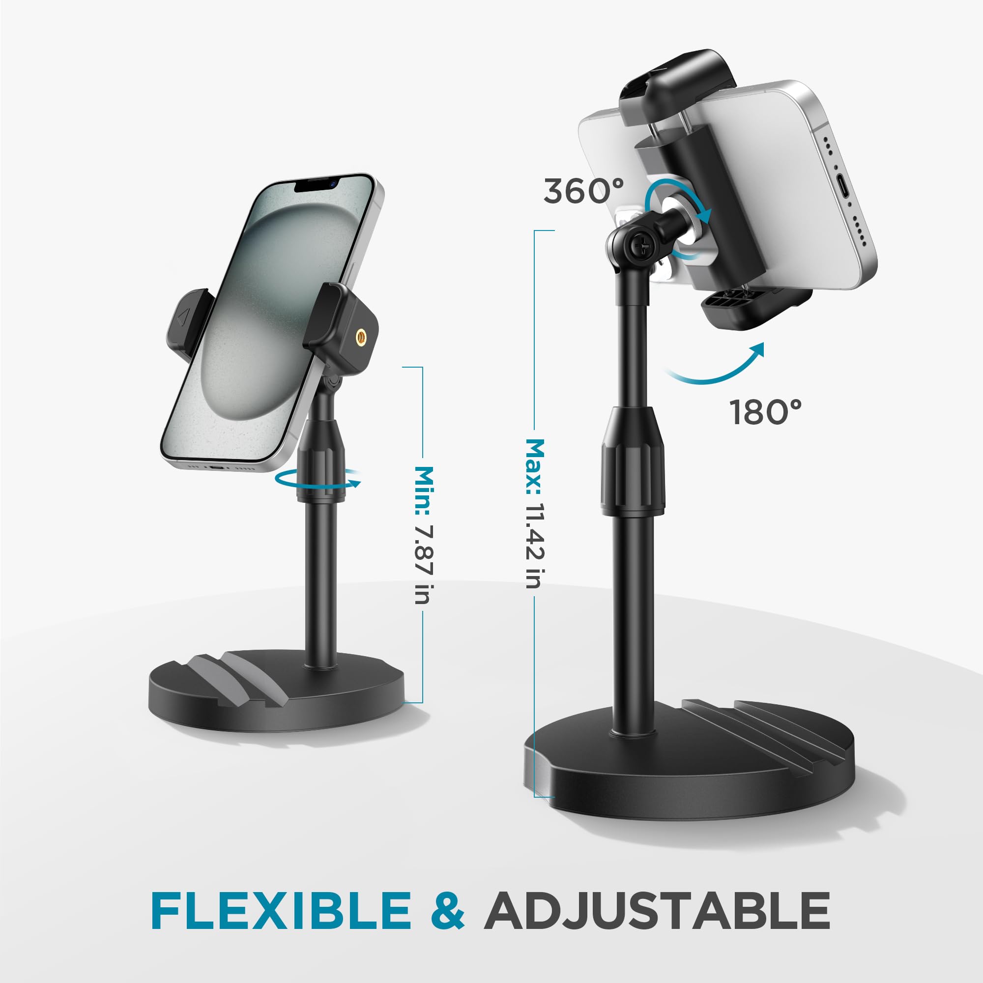 InnoGear Support télescopique pour webcam de bureau avec support de téléphone pour webcam C922 C930e C920S C920 C615 C960 C920x BRIO 4K NexiGo N60, lumière droite, GoPro avec filetage 6,35 mm