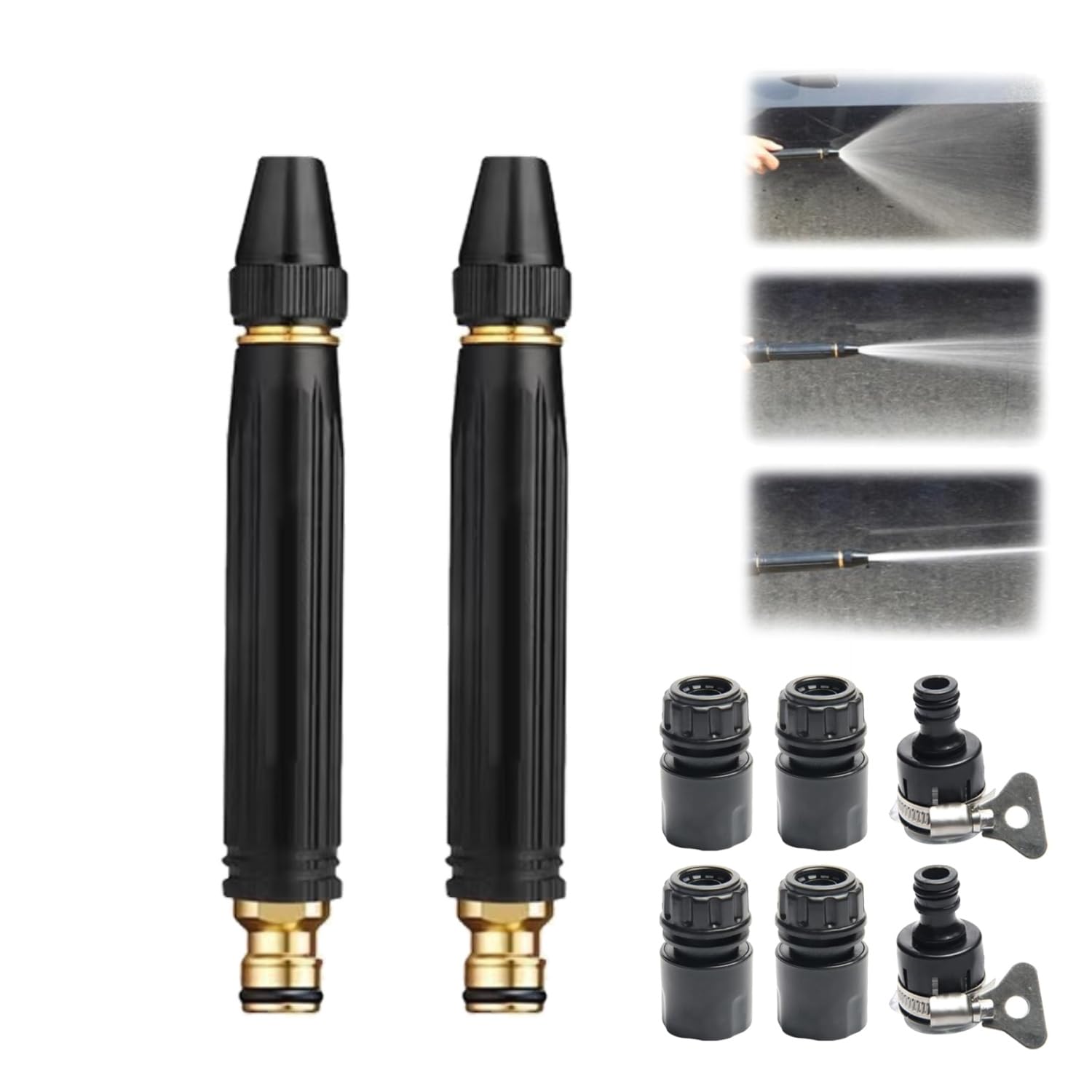 Crtzha 2Set Heavy Duty Adjustable Twist Hose Nozzle Jet Sweeper Nozzle, Powerful High-Pressure Home Car Wash & Garden Sprayer, Garden Hose Nozzle Sprayer, For Watering Plants And Car Washing (2Set)