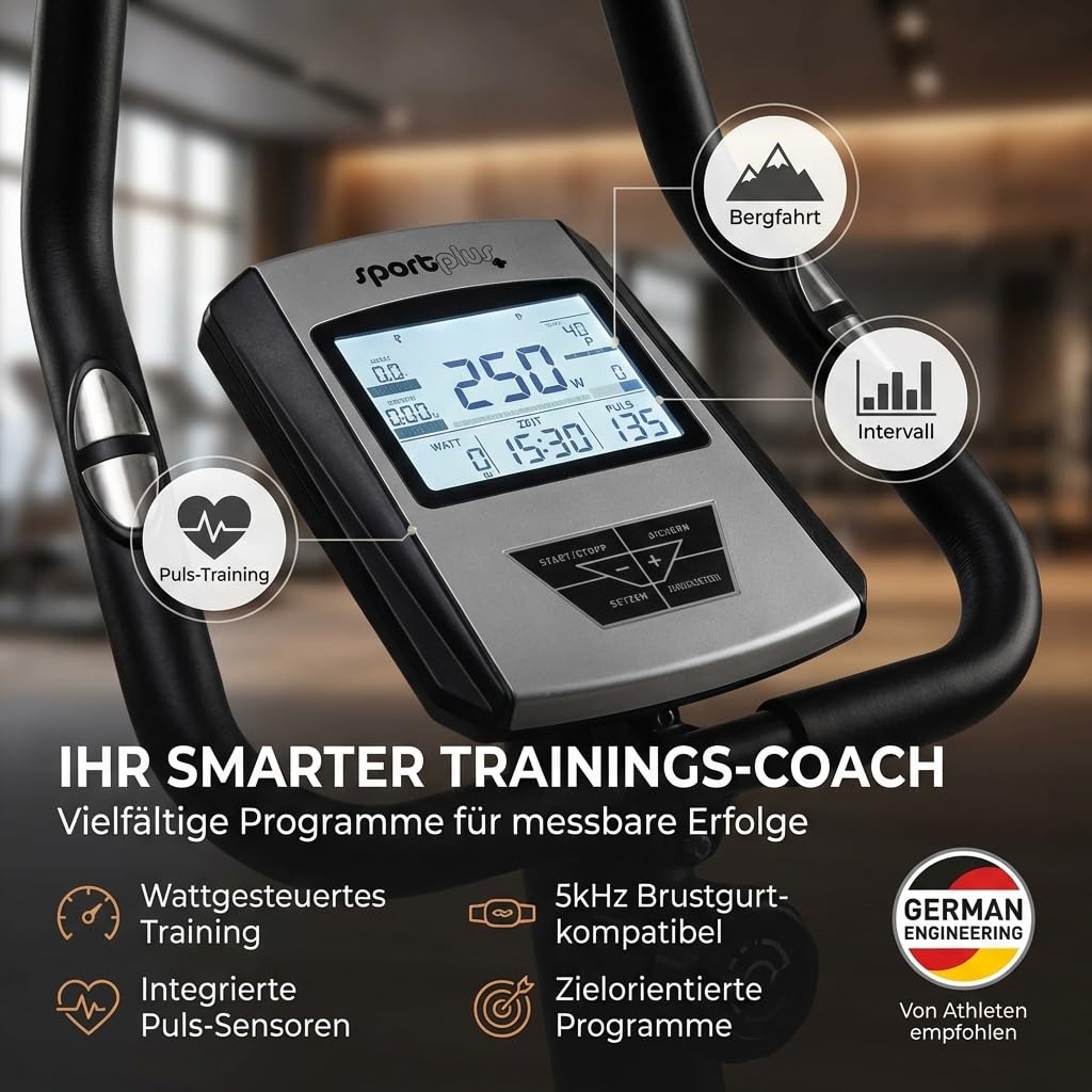 SportPlus Speedracer, Indoor Cycling Bike in Studioqualität, 50 Widerstandsstufen, Triathlonlenker & Rennsattel, Bis 500 Watt, Benutzergewicht bis 150 kg, SP-SRP-3000