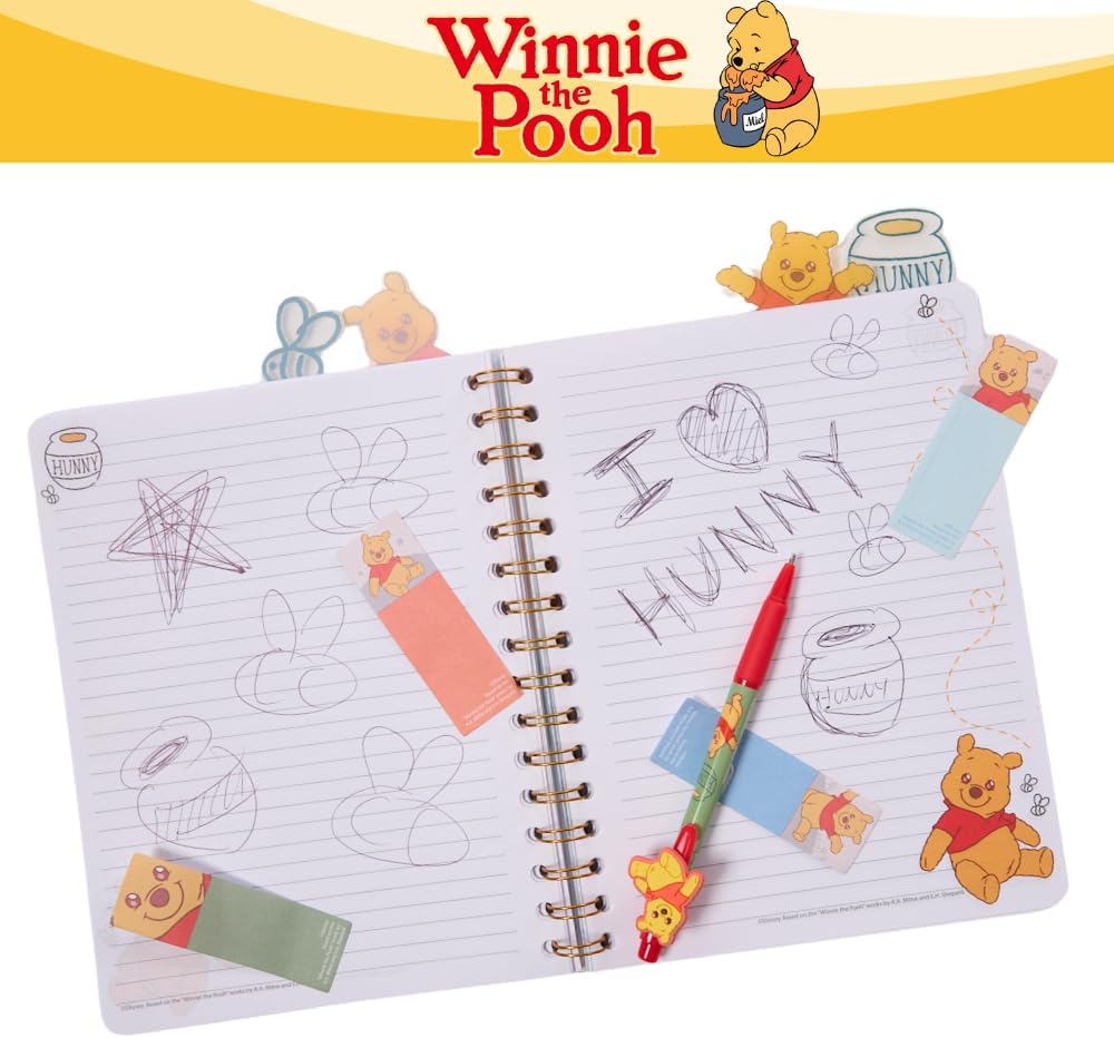 Disney Winnie the Pooh Tab Journal Spiral Notebook, Ballpoint Pen, Sticky Tabs, 96 Lined Pages - Image 3