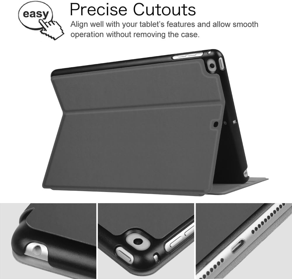 Fintie Case for iPad 9.7 2018 2017 / iPad Air 2 / iPad Air - [Slim Shell] Lightweight Multi-Angle Viewing Folio Cover with Auto Sleep/Wake for iPad 6th / 5th Gen, iPad Air 1/2, Space Gray