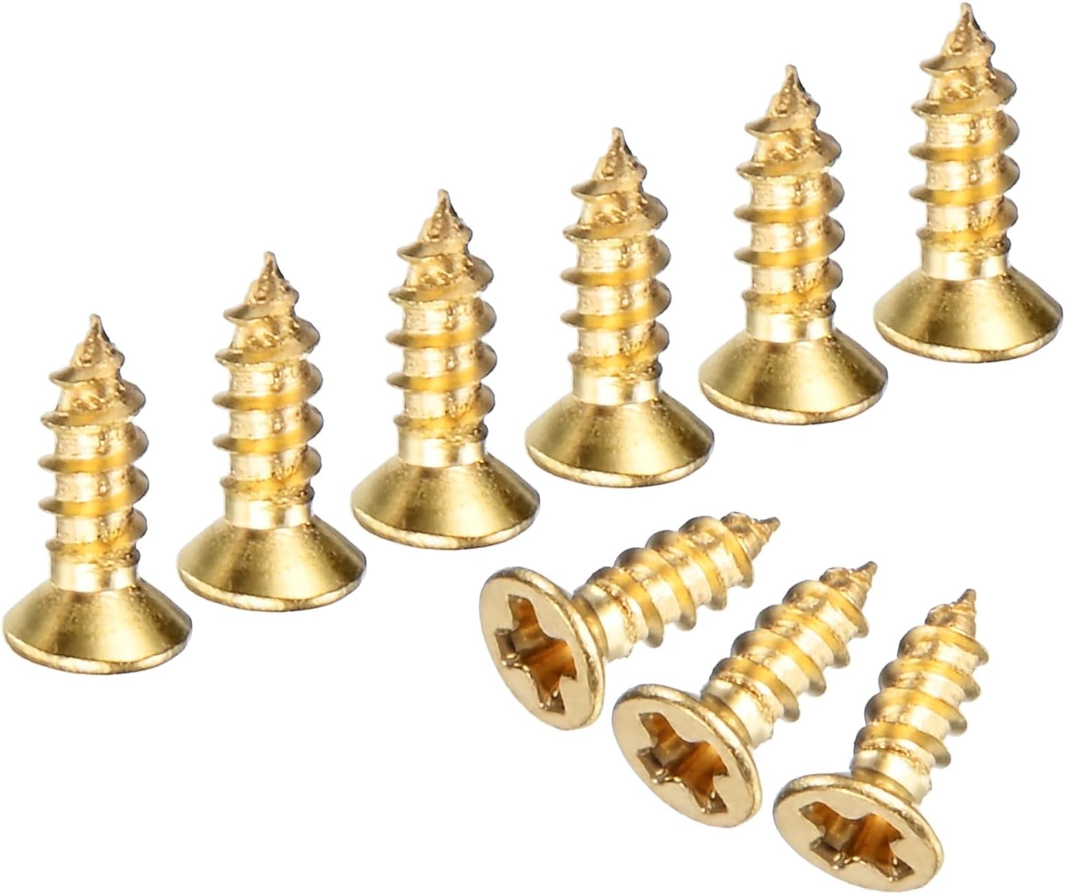 M METERXITY 200-Pack Brass Wood Screws, M2 x 6mm Phillips Flat Head Self-Tapping Screw Connector Fasteners for Door Hinges/Woodworking/Furniture Repair/Gardening/DIY Crafts Decorative Screws