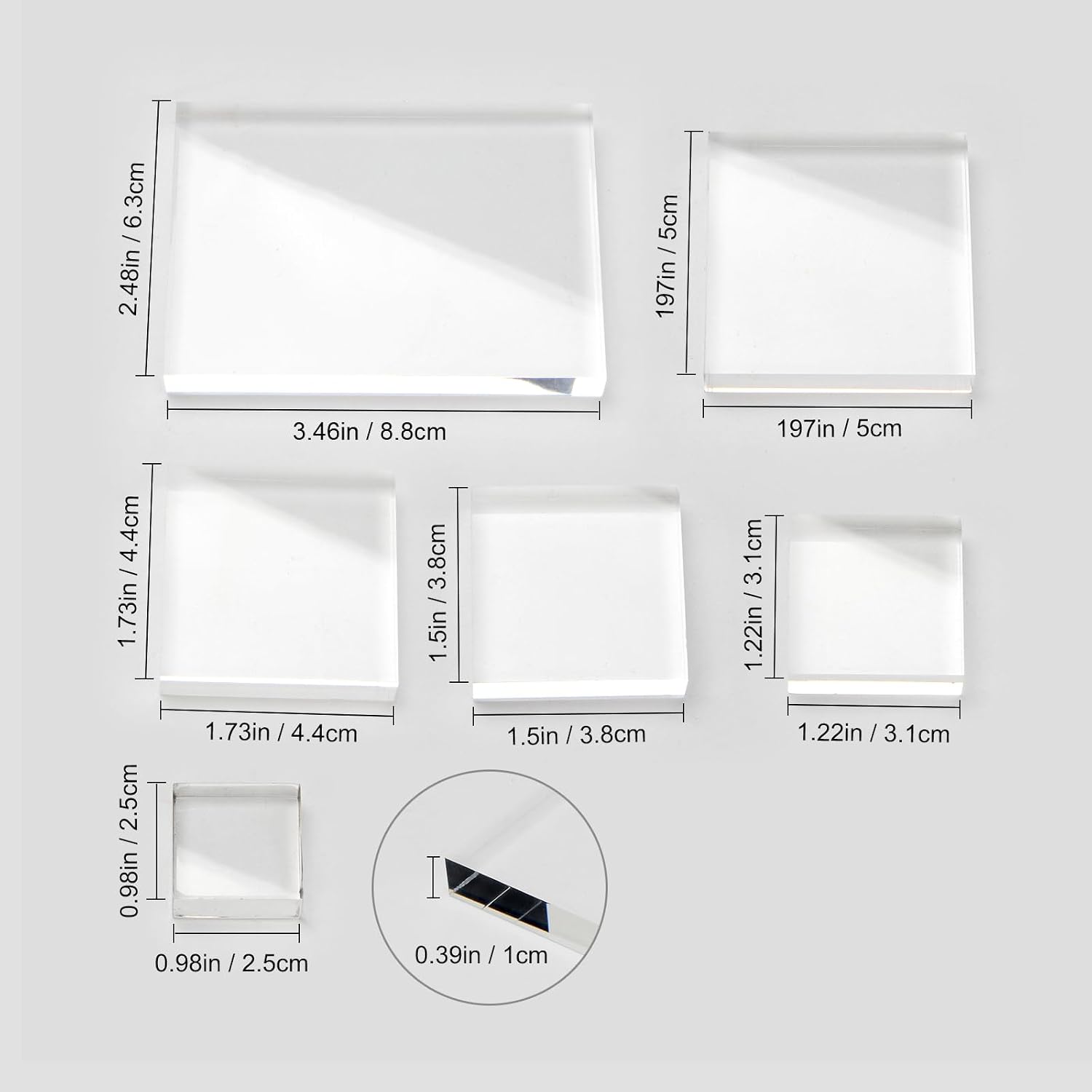 6 Pcs Clear Acrylic Rectangle Blocks for Display