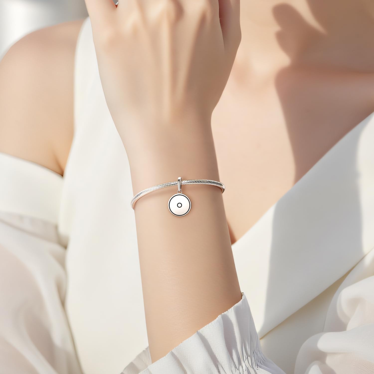 925 Sterling Silver Fit Pan Charms Bracelet Circular Symbol Crop Circles Monad Pendant Women's Bead for Bracelets and Necklaces