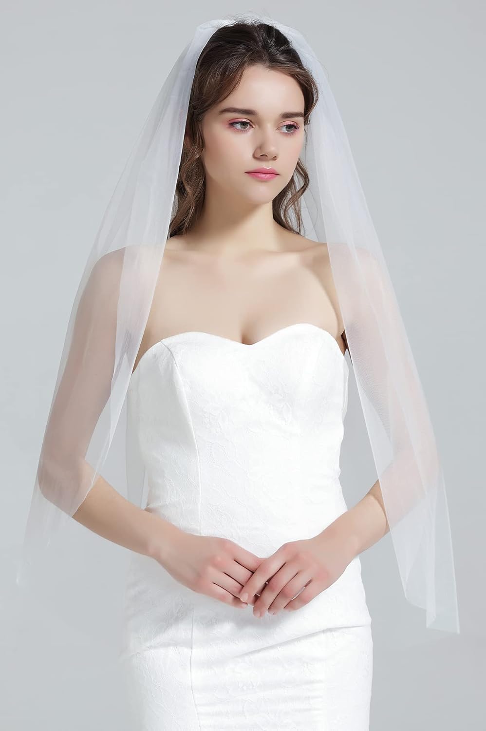 BEAUTELICATE Wedding Bridal Veil with Comb 1 Tier Cut Edge Fingertip&Cathedral Length - Image 3