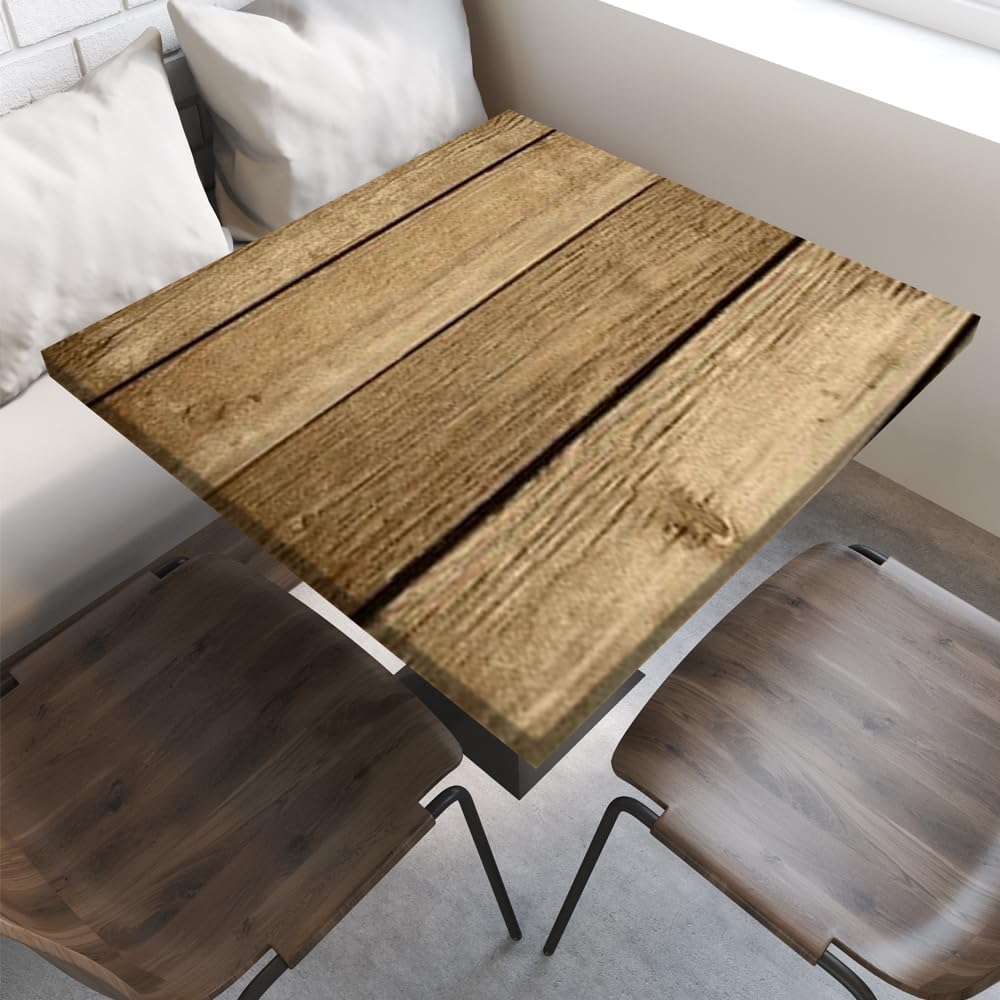 Wood Texture Square Fitted Tablecloth, Oak Pattern, Elastic Edge, Suitable for Kitchen Party Picnic, Fit for 47"x47" Square Table