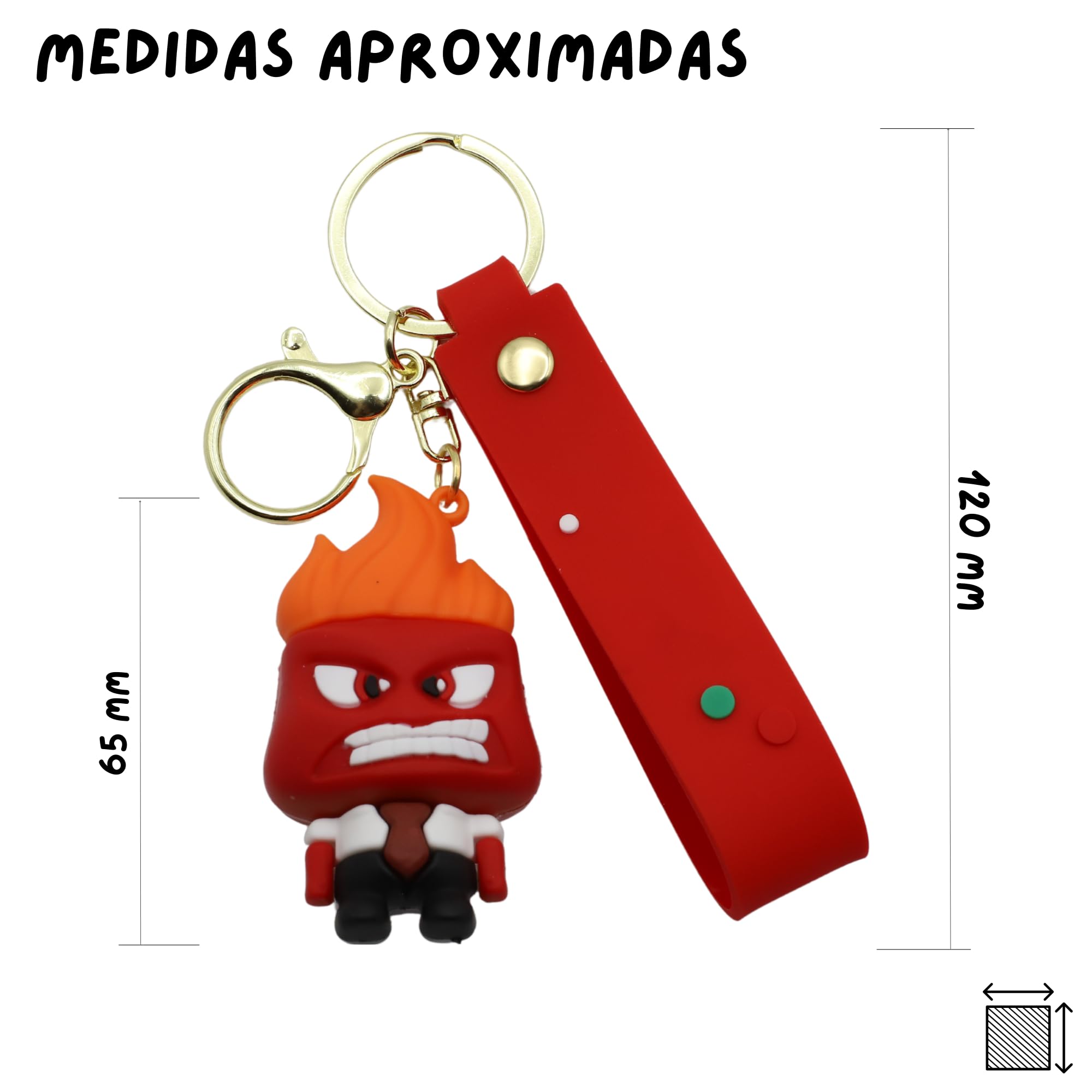 Llavero personaje ira silicona, dibujo animado furia, enfado, ira, 6 cm, Silicona - imagen 4