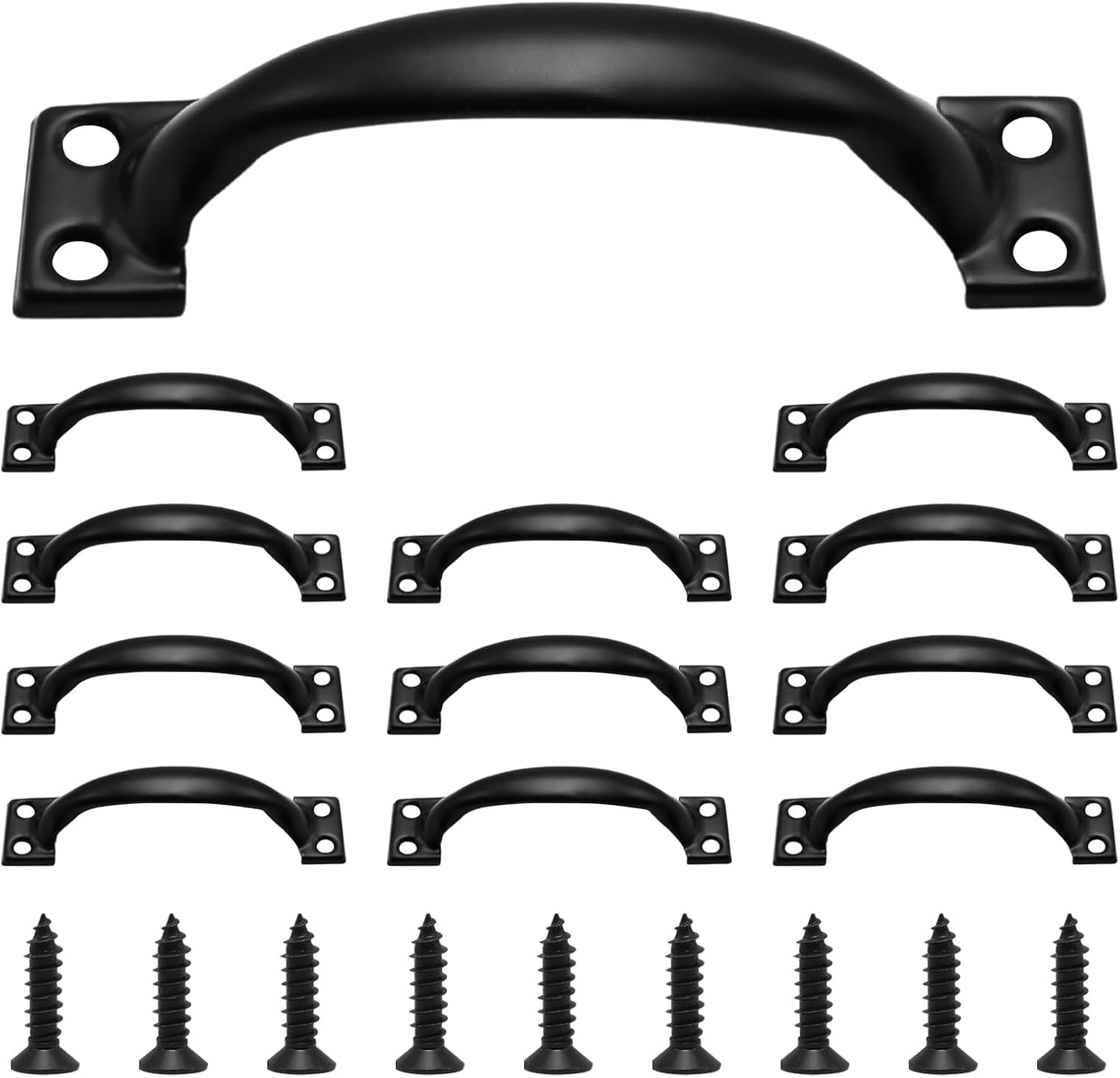 12Pcs 98mm/3.86" Black Metal Gate Retro Cabinet Handles, 3.86" Door Handles Garage Door Pull Handle, Rustic Barn Door Pulls Large Gate Handle