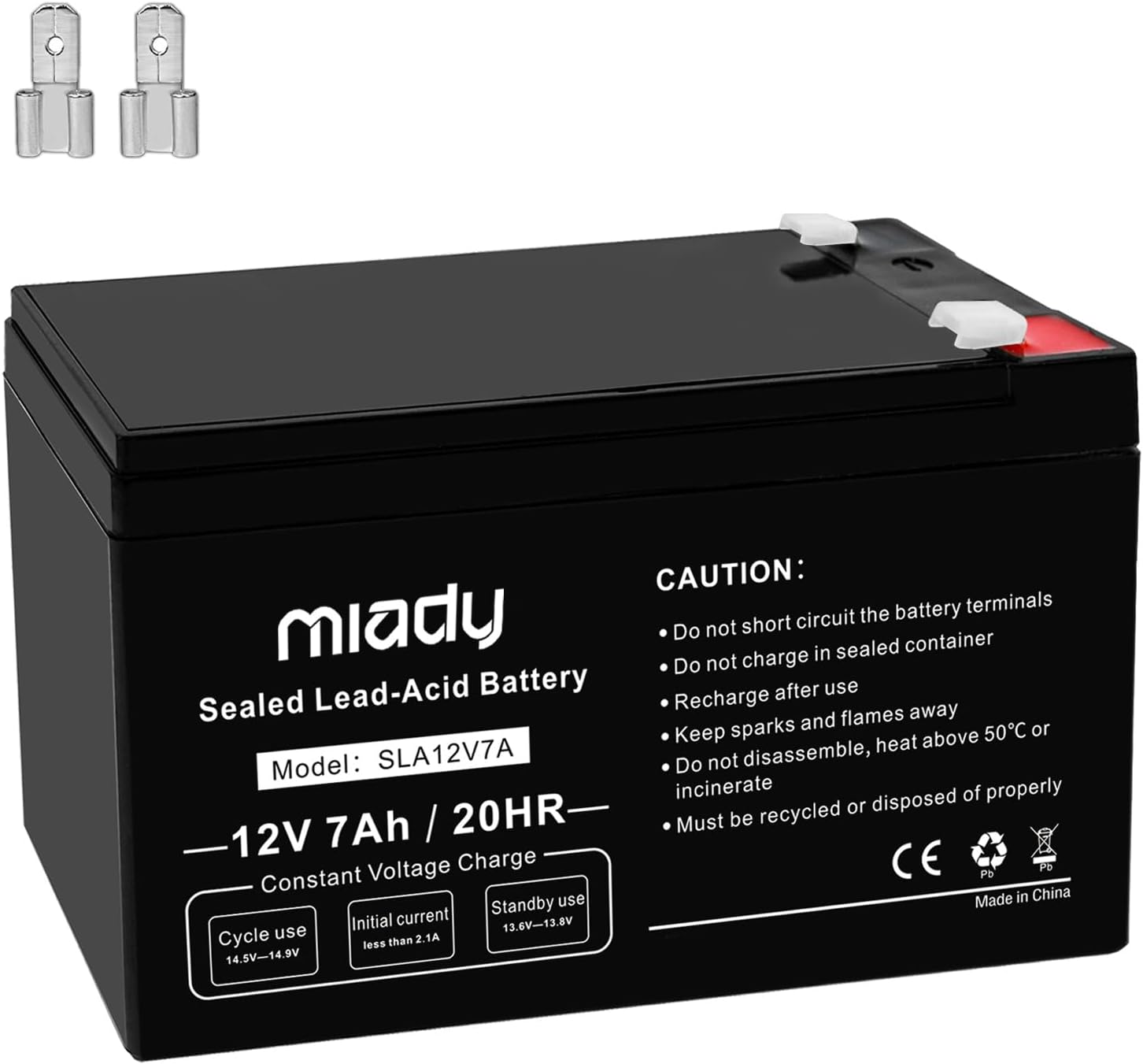 12V 7Ah Rechargeable Sealed Lead Acid Battery (1 Pack)