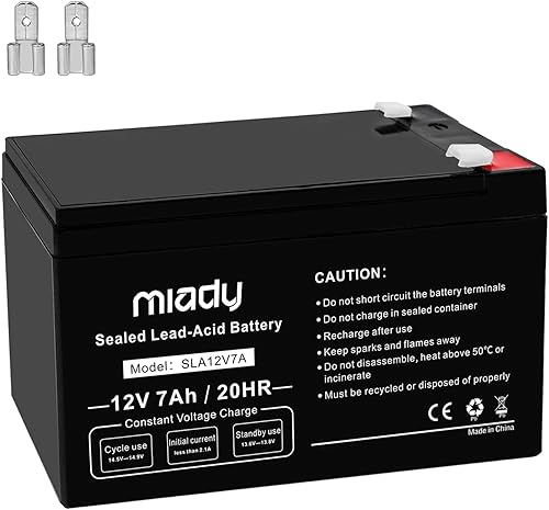 Miady Batería de plomo ácido sellada recargable de 12V 7Ah (1 paquete)