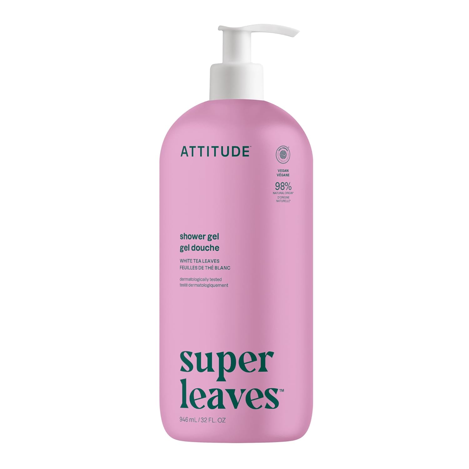 ATTITUDE Soothing Shower Gel, Dermatologically Tested, Plant and Mineral-Based, Vegan Personal Care Products, White Tea Leaves, 32 Fl Oz ATTITUDE Soothing Shower Gel, Dermatologically Tested, Plant and Mineral-Based, Vegan Personal Care Products, White Tea Leaves, 32 Fl Oz