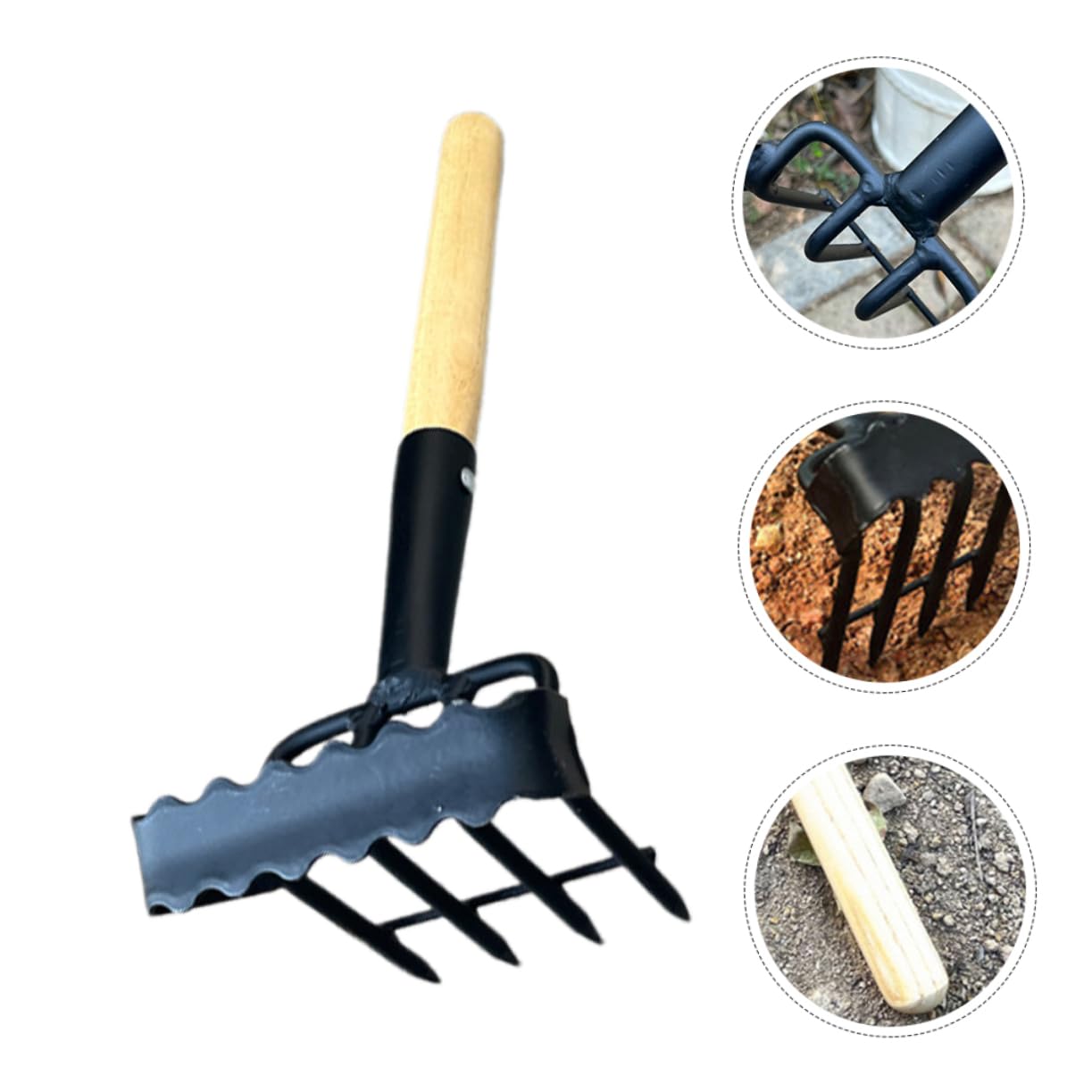 Mipcase Rastrillo de Jardín de Alta Resistencia Rastrillo Pequeño Portable para Jardinería Herramienta para Desmalezado y Casa Aire