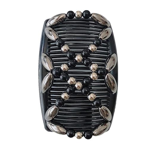 Miniatura 4 de LOVEF 3 pinzas para el pelo de peine para mujeres y niñas, accesorios elegantes y de moda para cabello fácil de dos tribales (blanco, negro y dorado)