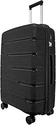Mala de Viagem Grande Expansiva 23-32kg, Polipropileno Rígida, Cadeado, Rodas Duplas 360 (Preta P2G)