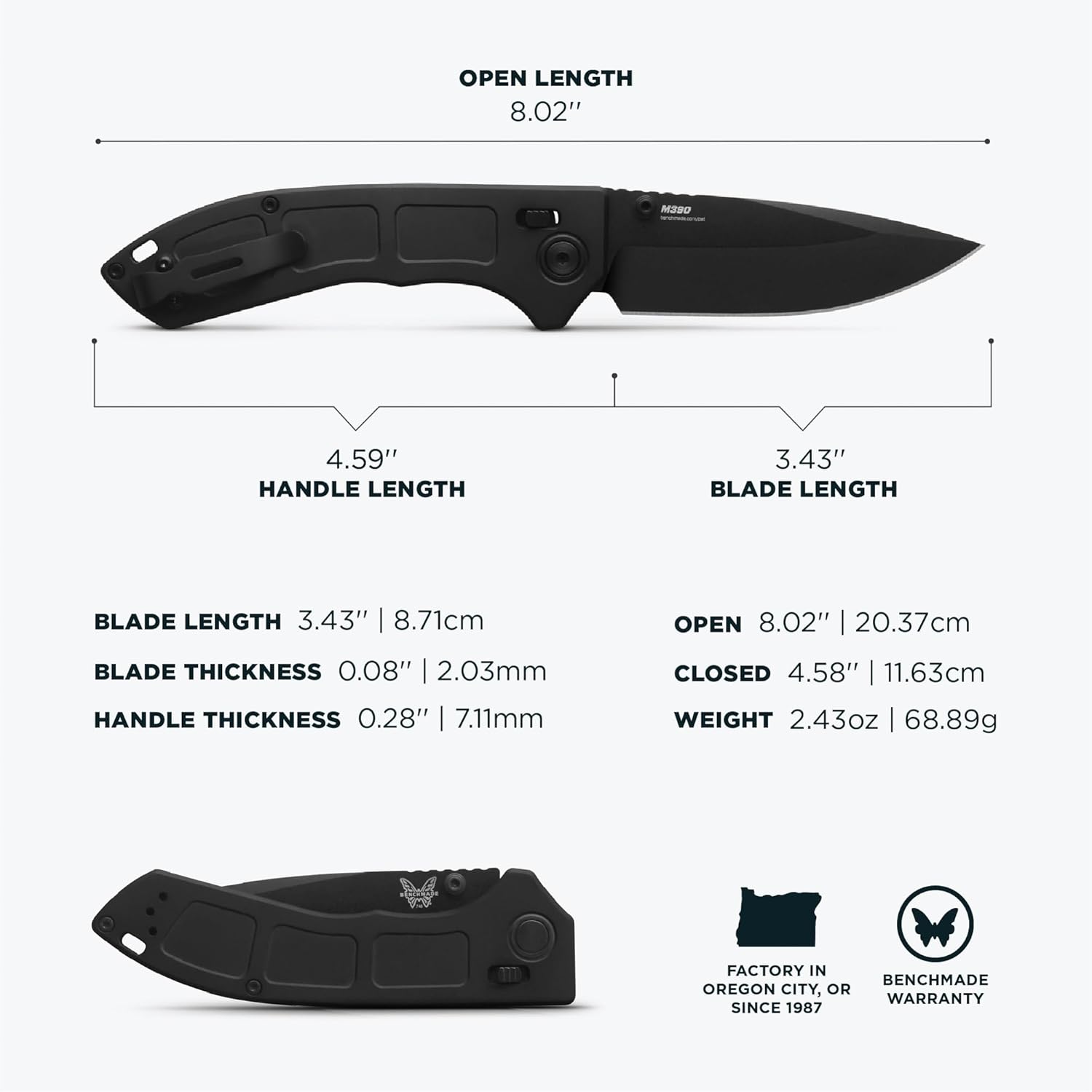 Benchmade - Narrows 748 EDC Knife with Black DLC Titanium Handle (748BK-01)