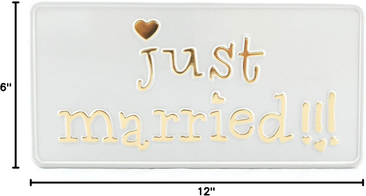 Just Married US USA License Plate Number Plate Embossed Marriage Love Wife Husband