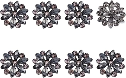 SUPERFINDINGS 8 piezas de diamantes de imitación de botón de aleación de copo de nieve de botón de cristal adornos en la ropa para manualidades,