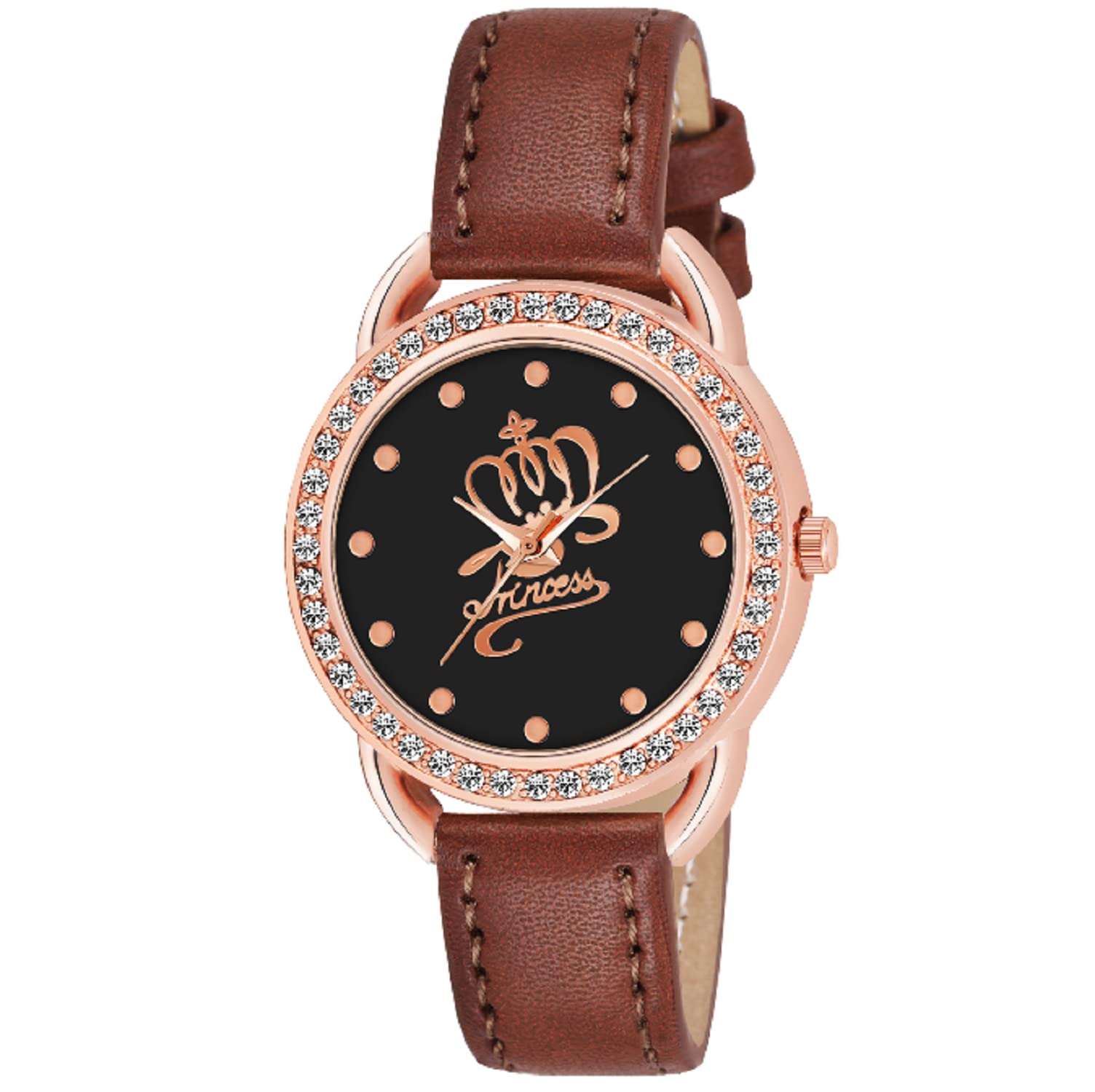 KIROH Analogue Girls and Womens Watch(Black Princess Dial,Blue Leather Strap) (B0C6KVLD44) Amazon Price History, Amazon Price Tracker