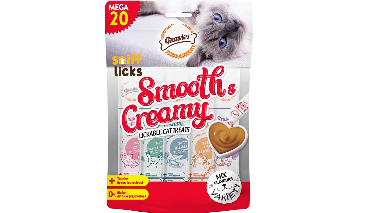 See full amazon price history chart for Gnawlers Lickable Wet Creamy Cat Treats with Tasty Assorted Flavour for Adult & Senior Cats, Healthy Cat Treat (Pack of 1x300g). Sold by Sniff N Licks Gnawlers Lickable Wet Creamy Cat Treats with Tasty Assorted Flavour for Adult & Senior Cats, Healthy Cat Treat (Pack of 1x300g). Sold by Sniff N Licks (B0CSSZRT6G) Amazon Price History, Amazon Price Tracker