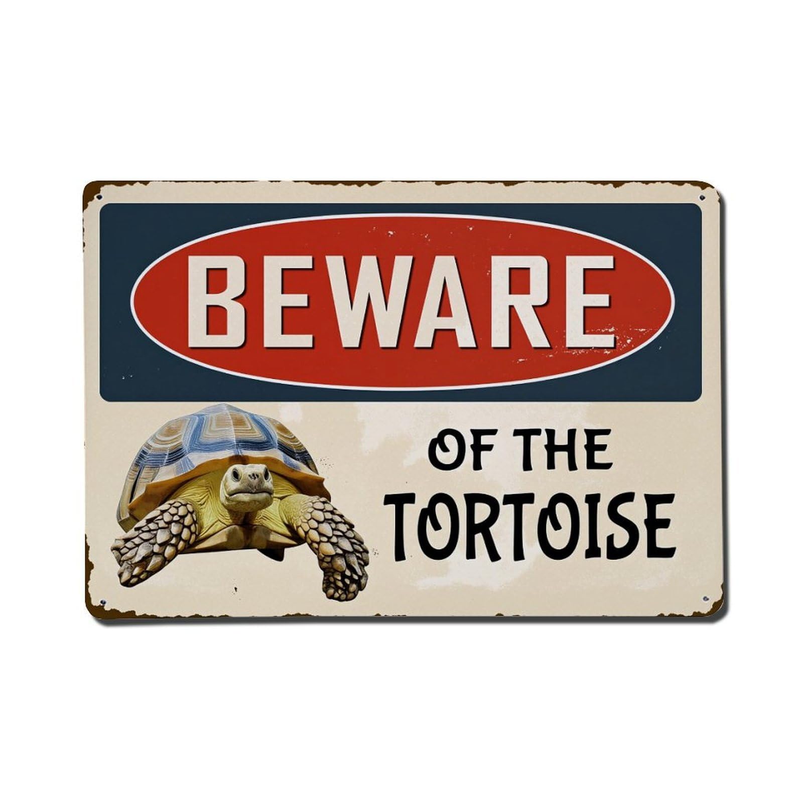 Enderetf Vintage Beware Of The Tortoise Sign Tin Sign Metal Poster, Home Bar Garage Man Cave Cafe Indoor & Outdoor Wall Decoration 8X12inches