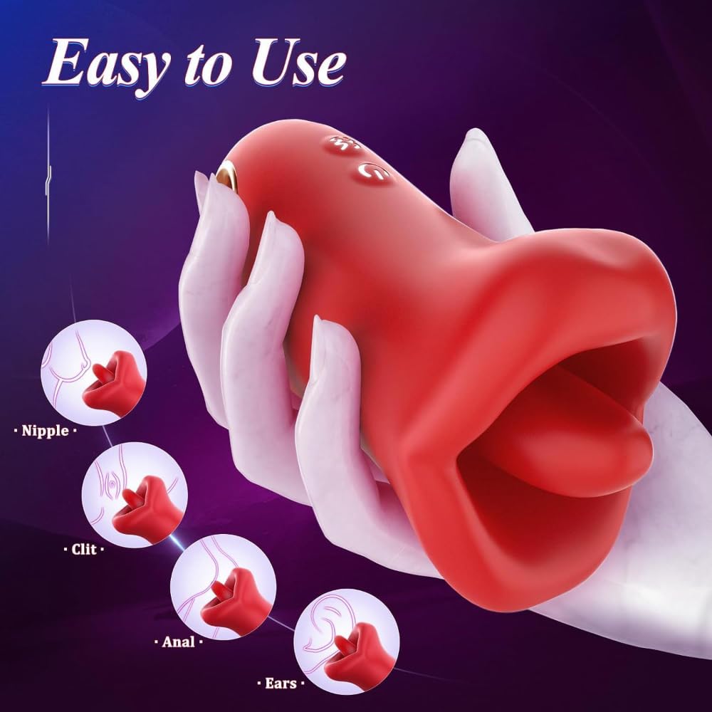Stimolatore con Lingua in Silicone - Stimolazione Doppia - Movimento Realistico - 10 modalità - Impermeabile
