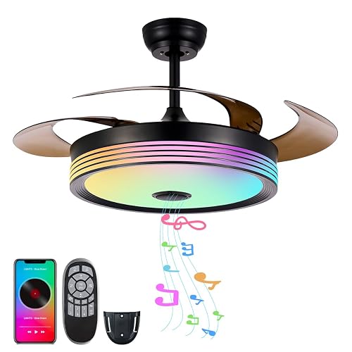 48 inch Modern Retractable Ceiling Fan with Lights and Remote