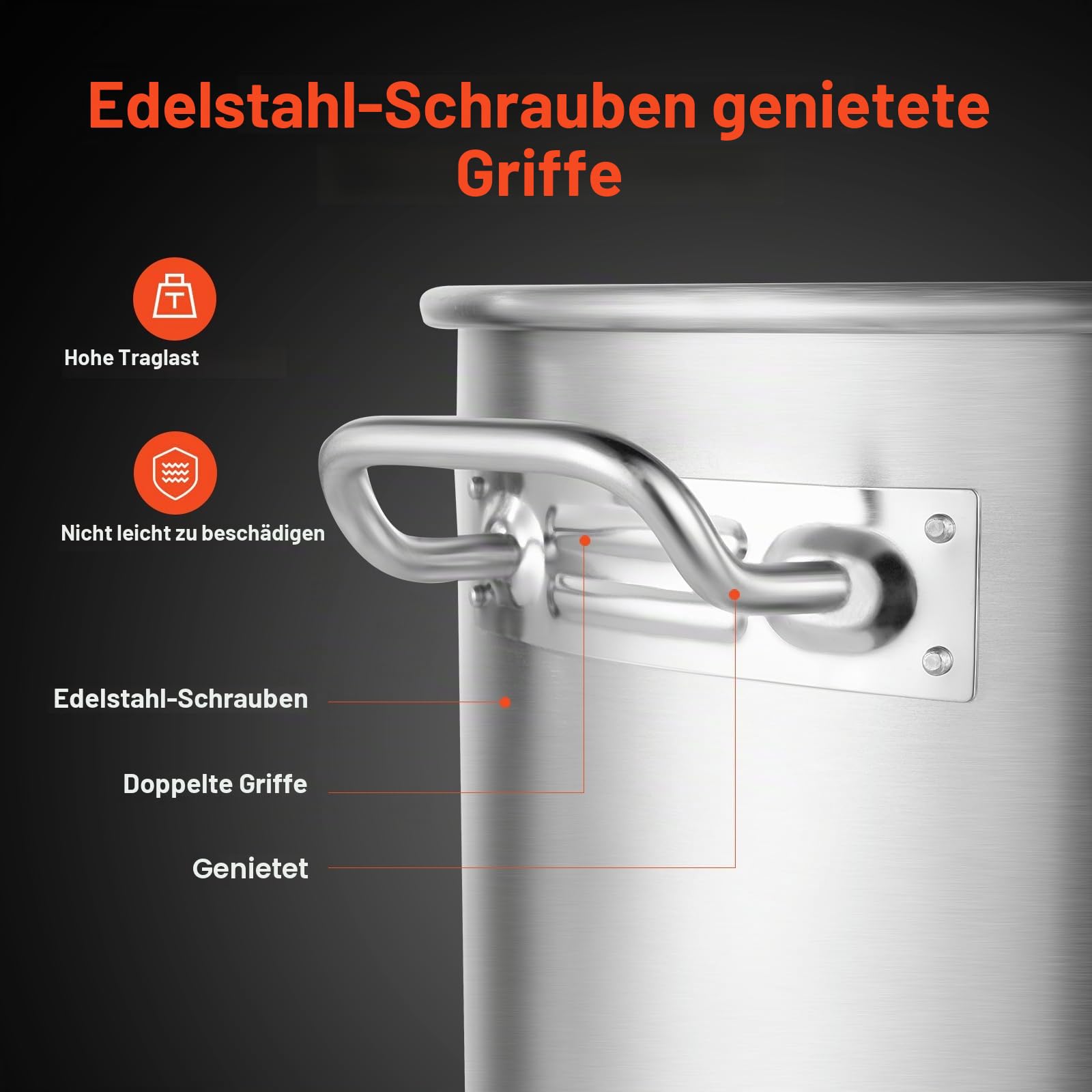VEVOR Suppentopf Edelstahl, 94,6 L Kochtöpfe Großraumtopf, Kochgeschirr-Saucentopf mit Korb & Deckel & Griff, Suppentopf in Handelsqualität, Schleifbehandlung, zum Dämpfen Kochen oder Braten