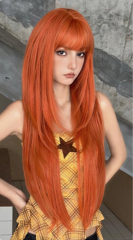 かつら フルウィッグ スーパーロング ストレート ぱっつん 自然 小顔 耐熱 ふわふわ お洒落 ファッション 人気 【トリッピーヘア】 w