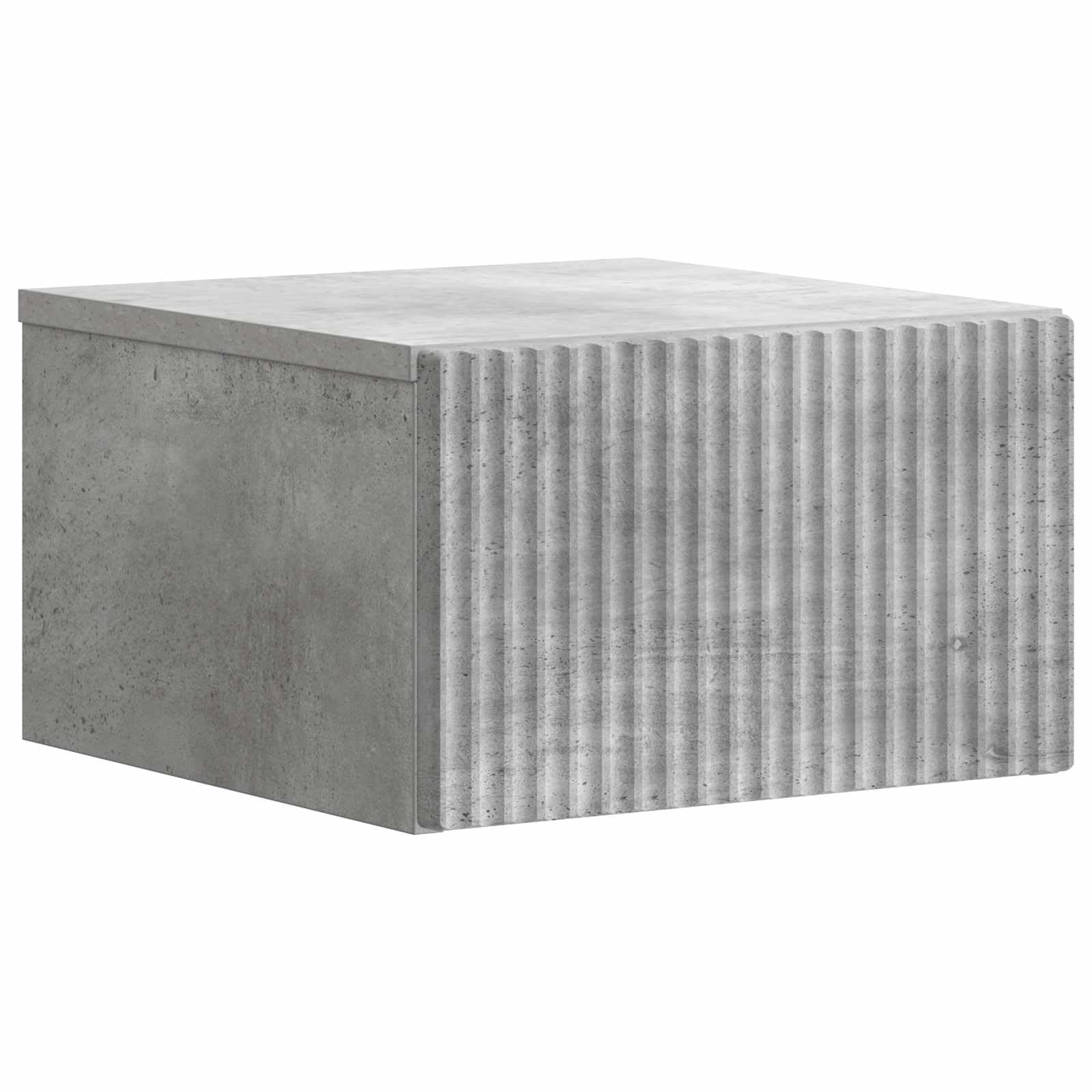Comodino da parete grigio cemento, comodino sospeso in legno con cassetto, tavolino da parete salvaspazio per camera da letto e soggiorno, 33 x 34,5 x 20 cm