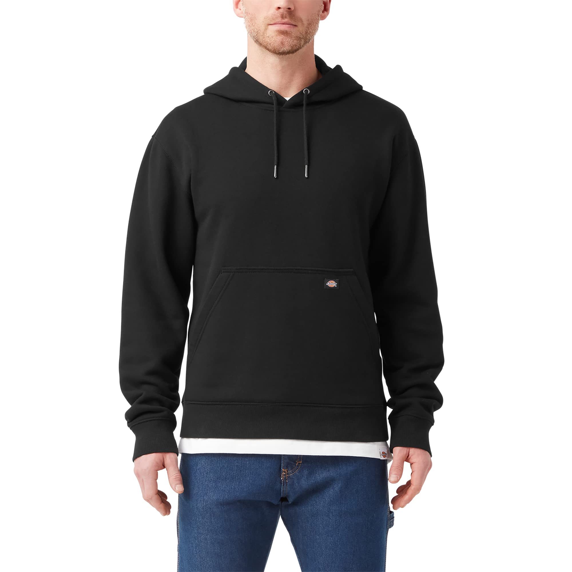 Dickies Men's Wordmark DWR Pullover Fleece Hooded Sweatshirt, Knit Black, XL