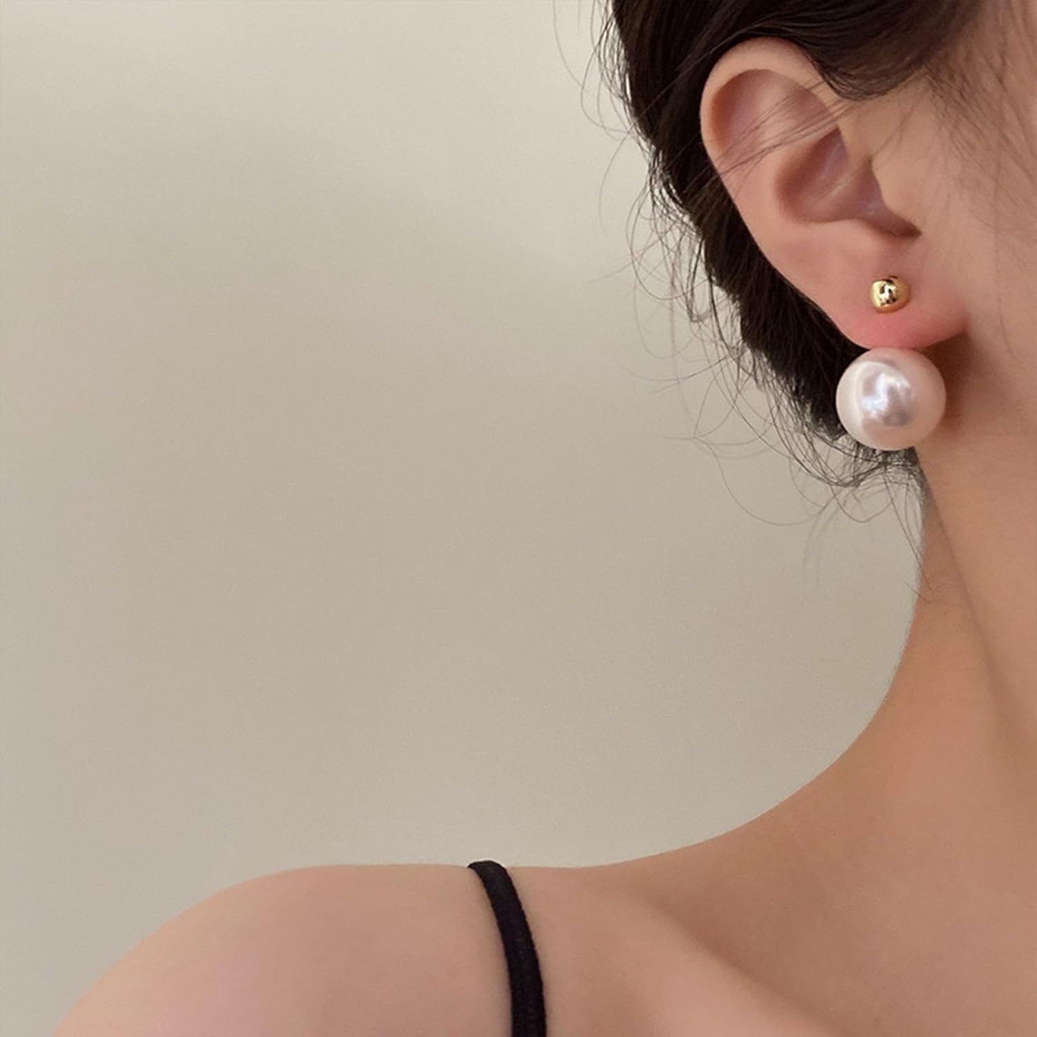 W WEILIRIAN Boho Pearl Ear Jacket Earrings Gold Pearl Drop Earrings Pearl Wedding Earrings Two Ways Front Back Earrings Jewelry for Women - Image 8