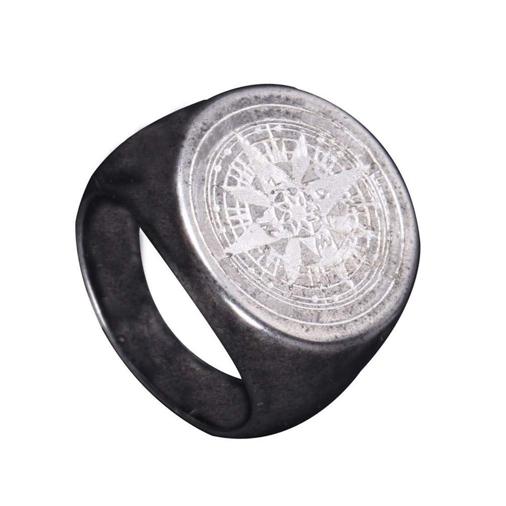 Bague Boussole Pour Homme En Acier Inoxydable - Style Rétro Et Mystérieux - 3
