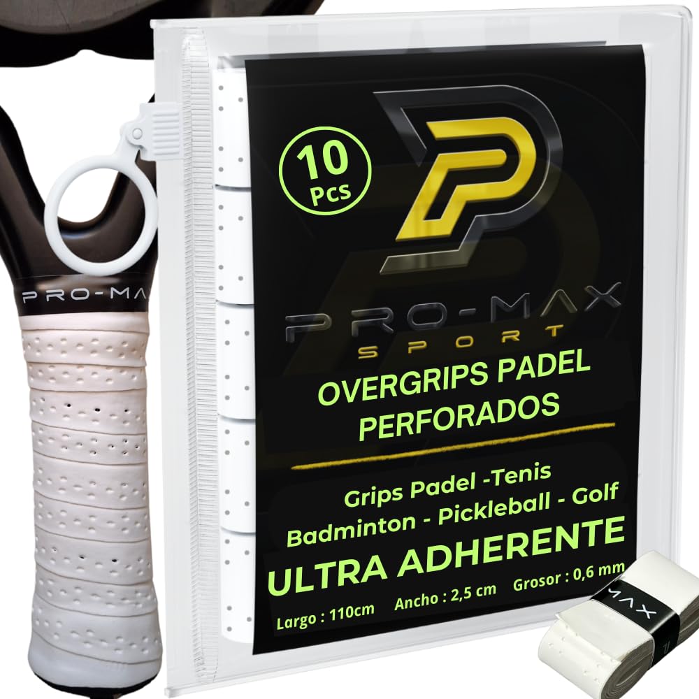 PRO-MAX SPORT Overgrips Padel Extra Adherente Perforados Blanco Pack 4/6/10/25/50 Alta Absorción Sudor Cinta Agarre Antideslizante Grip Padel Pro Sobregrip Raqueta Durabilidad Accesorios Padel — view 11