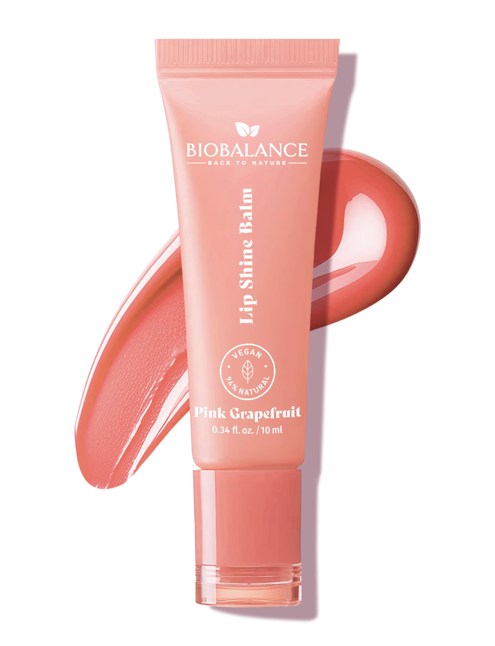 BioBalance Pink Grapefruit Lip Shine Balm | 10ml | Hydrating Balm for Lips | Enriched with Cupuaçu, Mango & Shea Butter | Plumping Effect | Non Greasy Formula | Keychain Accessory