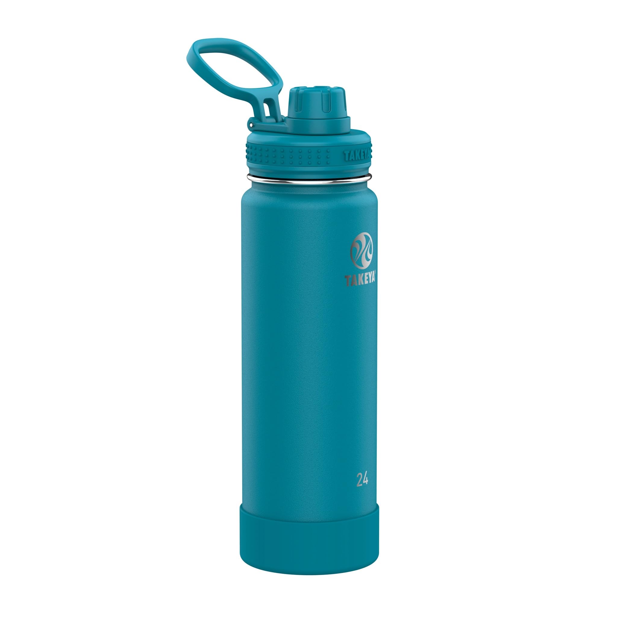 Takeya Actives Water Bottle with Spout Lid - Bottle with Double Stainless Steel Insulation - Dishwasher Safe &amp; BPA-Free - Bottle with Spout Lid &amp; Removable Bumper - 24 oz, Mystic Blue