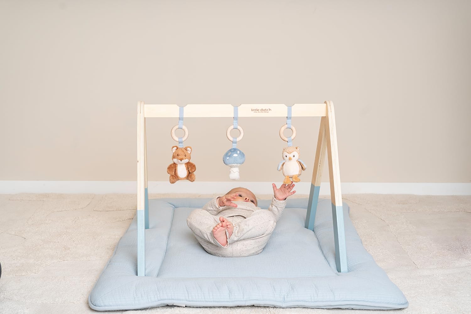 Little Dutch Baby Gym Spieltrapez Spielbogen Holz inkl. Anhänger blau - Forest Friends