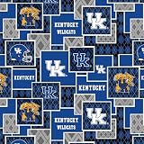 Official Licensed University of Kentucky Cotton Quilting Fabric-Kentucky Wildcats Argyle Boxes Cotton Fabric Sold by The Yard