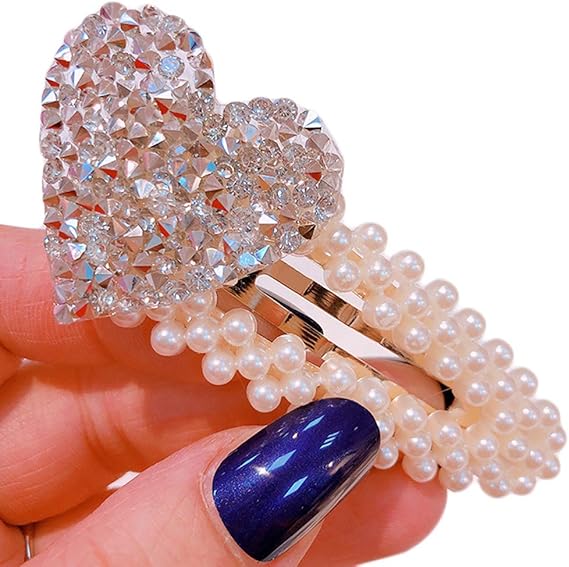 Amazon Co Jp Kleinrv 髪留め かみどめ ヘアピン 可愛い ドリル 真珠 大きい フラッシュ 模造ダイヤモンド カラフル ハート形 ヘアクリップ パールヘアピン ビューティー