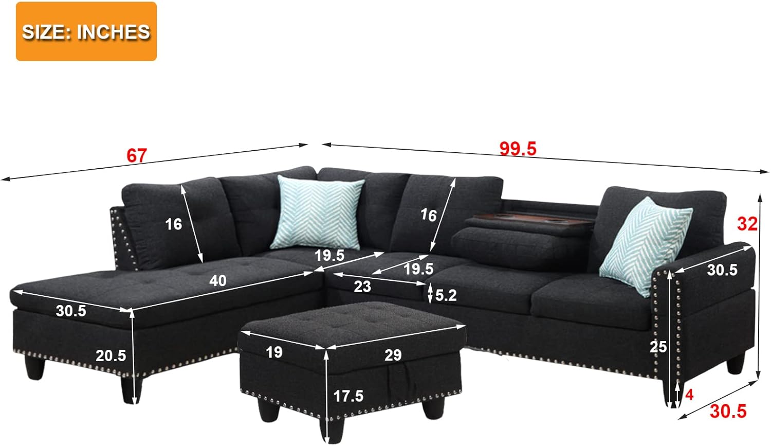 Flesser Modern Sectional Sofa Set with Chaise Lounge Kuwait Ubuy