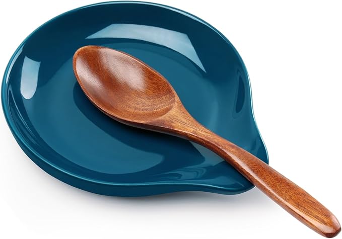 Ceramic Spoon Rest, 5 Inch Spoon Holder for Stove Top, Kitchen Counter, Utensils, Ladle, Coffee Spoons, Cooking spoons, Spatula, Tongs, Heat-Resistant, Housewarming Gifts, Navy Blue