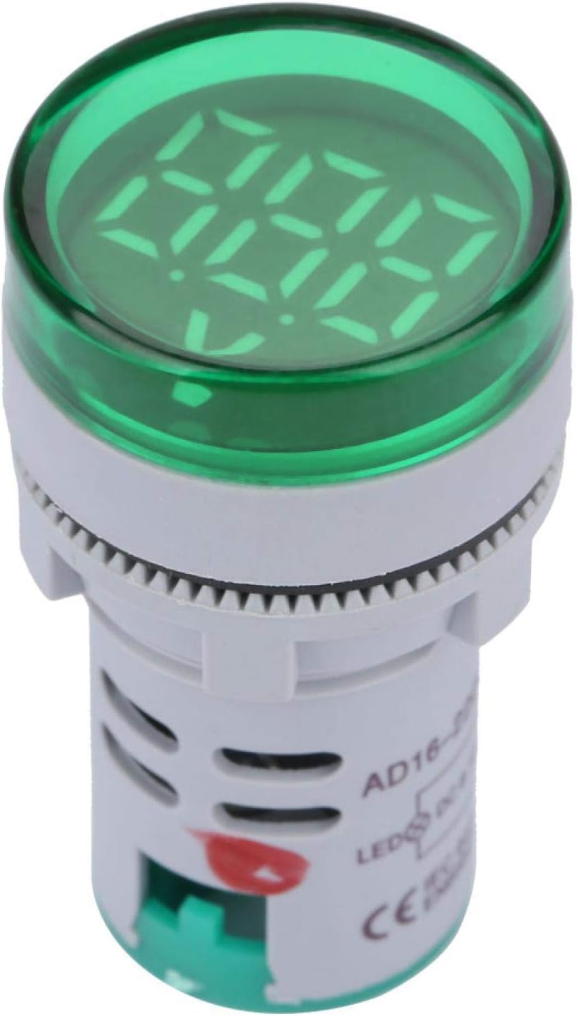 Digital Mini LED Display Voltmeter, DC 6-100V LED Voltmeter Light Digital Display DC Voltage Meter Indicator Round Lamp Tester (Green)
